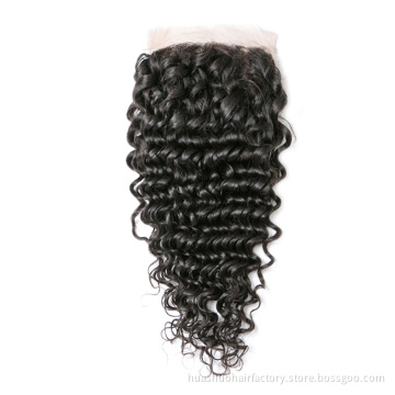 Clearance Stock Top Women Cuticle Aligned Brazilian Hair Deep Wave Lace Closure